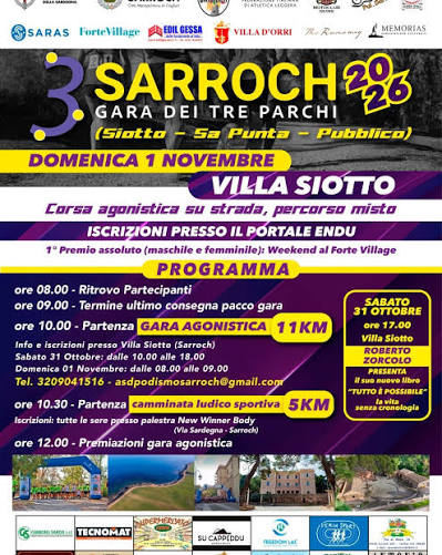 1 novembre 2026 - 2^ Corsa dei 3 Parchi, Sarroch